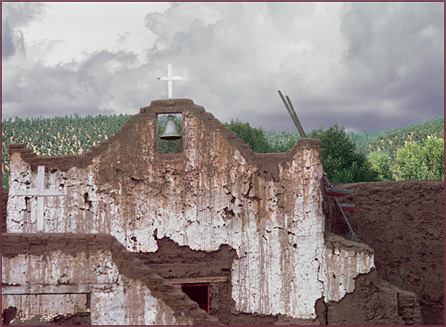 Pueblo Church, Color Photograph by Woody Galloway